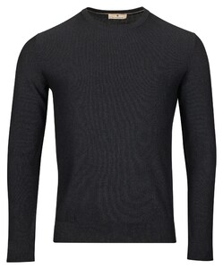 Thomas Maine Crew Neck Piqué Structure Knit Garment Dye Trui Navy