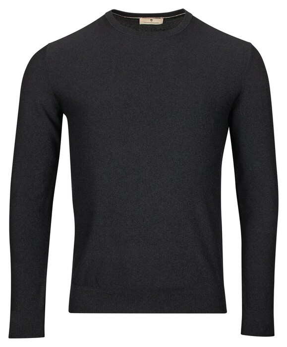 Thomas Maine Crew Neck Piqué Structure Knit Garment Dye Trui Navy