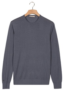 Thomas Maine Crew Neck Pullover Single Knit Merino Wool Trui Storm Sky