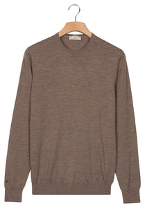 Thomas Maine Crew Neck Pullover Single Knit Merino Wool Trui Taupe