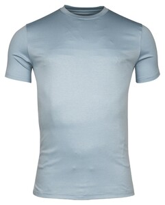 Thomas Maine Crew Neck Short Sleeve Uni Color Soft Liquid Cotton T-Shirt Blue