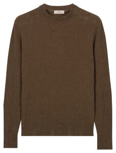 Thomas Maine Crew Neck Single And Rib Knit Chenille Trui Midden Groen Melange