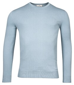 Thomas Maine Crew Neck Single Knit Trui Licht Blauw