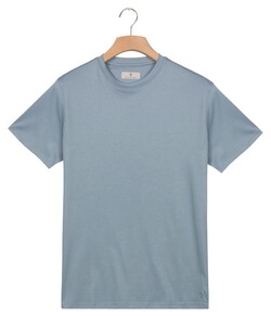 Thomas Maine Crew Neck Soft Liquid Cotton Uni Color T-Shirt Blauw