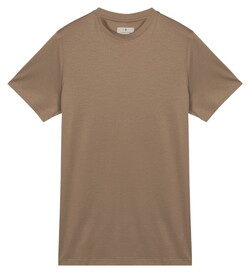 Thomas Maine Crew Neck Solid Color Liquid Cotton T-Shirt Beige
