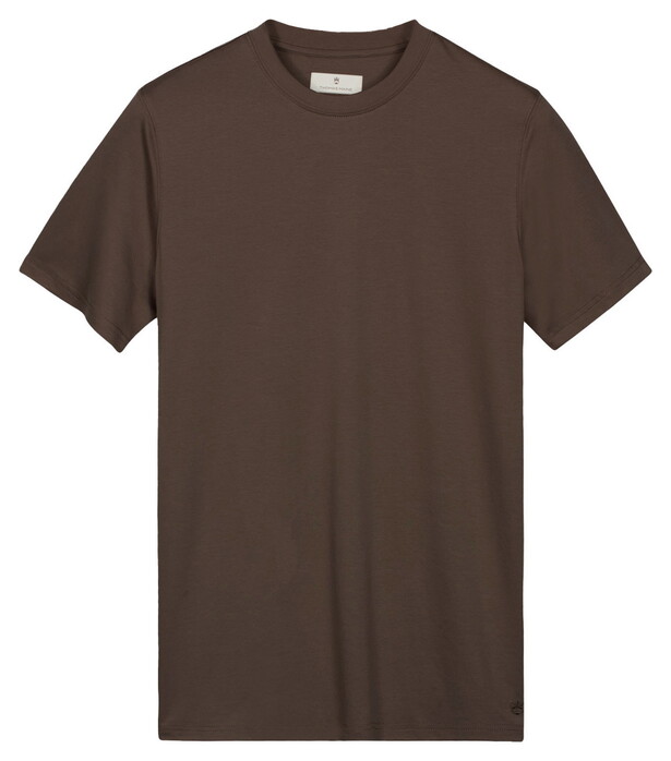 Thomas Maine Crew Neck Solid Color Liquid Cotton T-Shirt Bruin