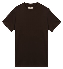 Thomas Maine Crew Neck Solid Color Liquid Cotton T-Shirt Donker Bruin