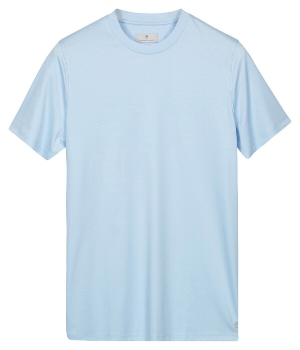 Thomas Maine Crew Neck Solid Color Liquid Cotton T-Shirt Licht Blauw