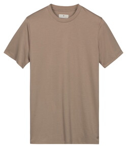 Thomas Maine Crew Neck Solid Color Liquid Cotton T-Shirt Light Beige