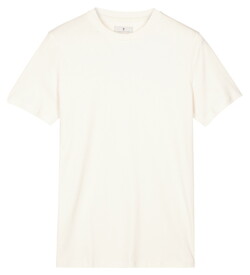 Thomas Maine Crew Neck Solid Color Liquid Cotton T-Shirt Off White