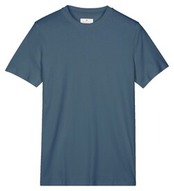 Thomas Maine Crew Neck Solid Color Liquid Cotton T-Shirt Steel Blue