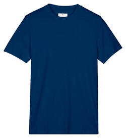 Thomas Maine Crew Neck Solid Color Liquid Cotton T-Shirt Turquoise