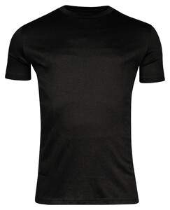 Thomas Maine Crew Neck Uni Color Soft Liquid Cotton T-Shirt Zwart