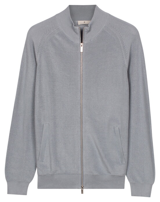 Thomas Maine Egyptian Cotton Full 2-Way Zip Half Cardigan Knit Light Blue