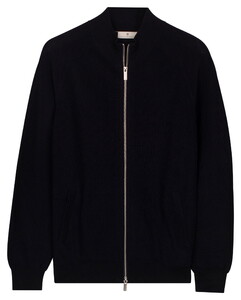 Thomas Maine Egyptian Cotton Full 2-Way Zip Half Cardigan Knit Navy