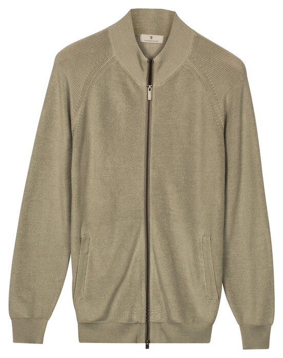 Thomas Maine Egyptian Cotton Full 2-Way Zip Half Cardigan Knit Soft Green