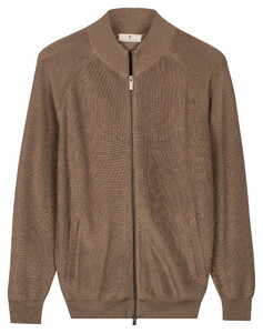 Thomas Maine Egyptian Cotton Full 2-Way Zip Half Cardigan Knit Taupe