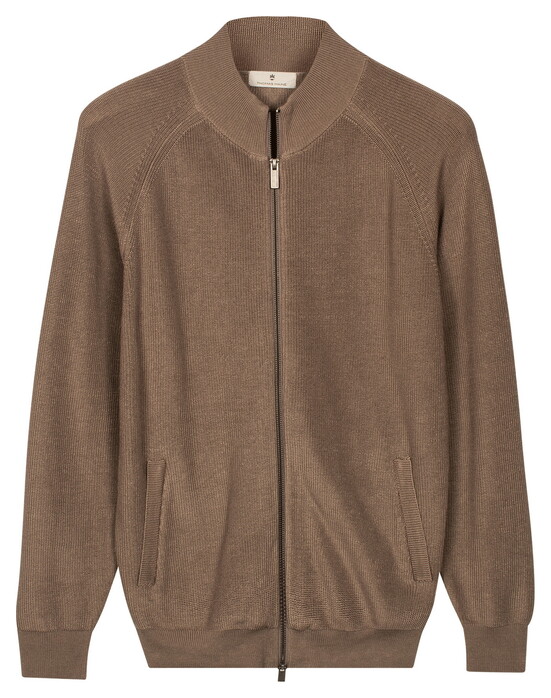 Thomas Maine Egyptian Cotton Full 2-Way Zip Half Cardigan Knit Vest Taupe