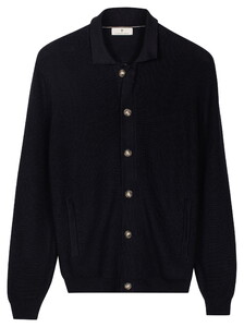 Thomas Maine Egyptian Cotton Full Zip Buttons Half Cardigan Knit Navy
