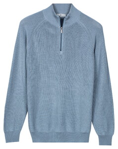 Thomas Maine Egyptian Cotton Half Zip Cardigan Knit Trui Licht Blauw