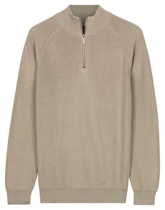 Thomas Maine Egyptian Cotton Half Zip Cardigan Knit Trui Soft Green