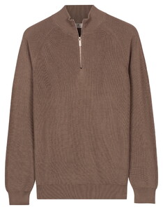 Thomas Maine Egyptian Cotton Half Zip Cardigan Knit Trui Taupe