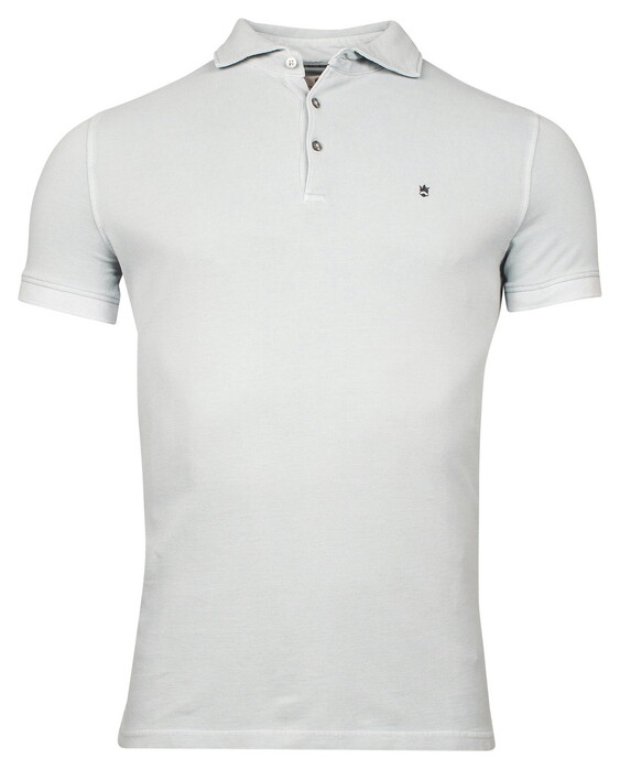 Thomas Maine Faux-Uni Pigmend Dyed Enzyme Washed Piqué Polo Licht Blauw