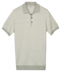 Thomas Maine Fine Allover Pattern Merinowool Linen Poloshirt Soft Green