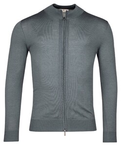 Thomas Maine Fine Merino Cardigan Zip Single Knit Vest Grijsblauw