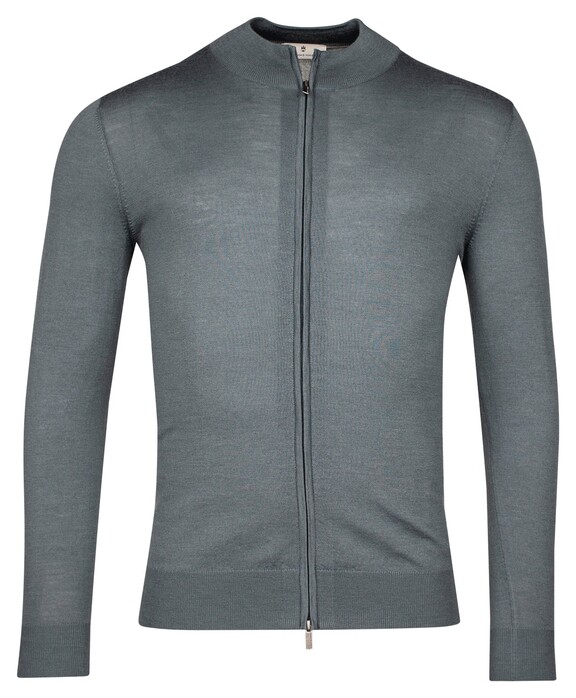 Thomas Maine Fine Merino Cardigan Zip Single Knit Vest Grijsblauw