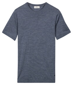 Thomas Maine Fine Merino Crew Neck Short Sleeve Pullover Denim Blue