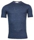 Thomas Maine Fine Merino Crew Neck Short Sleeve Single Knit Trui Denim Blue