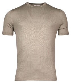 Thomas Maine Fine Merino Crew Neck Short Sleeve Single Knit Trui Greige