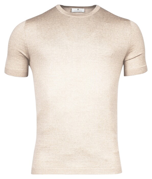 Thomas Maine Fine Merino Crew Neck Short Sleeve Single Knit Trui Kitt