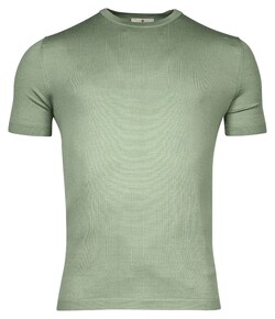 Thomas Maine Fine Merino Crew Neck Short Sleeve Single Knit Trui Licht Groen