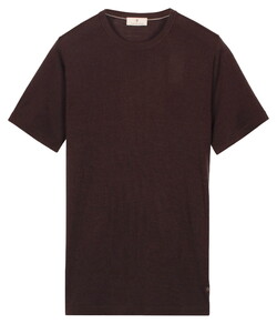 Thomas Maine Fine Merino Crew Neck Short Sleeve Trui Donker Bruin