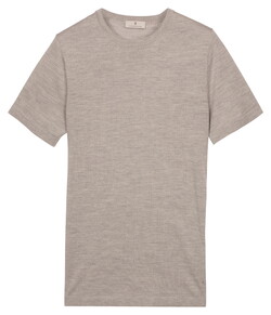 Thomas Maine Fine Merino Crew Neck Short Sleeve Trui Licht Grijs Melange
