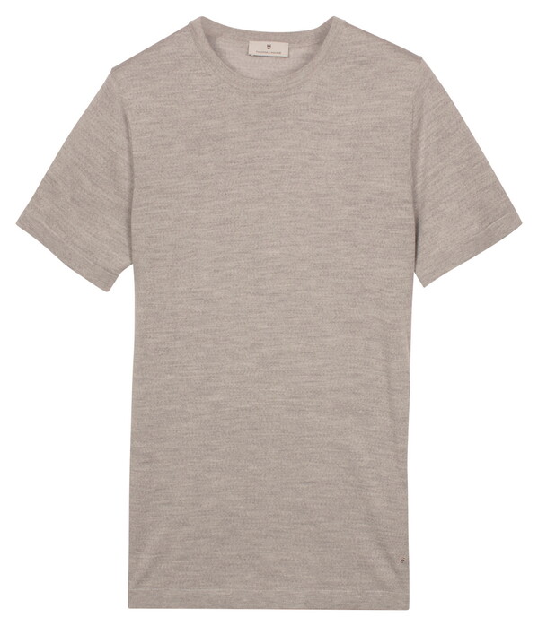 Thomas Maine Fine Merino Crew Neck Short Sleeve Trui Licht Grijs Melange