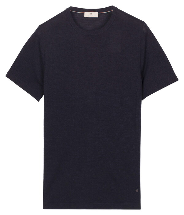 Thomas Maine Fine Merino Crew Neck Short Sleeve Trui Navy