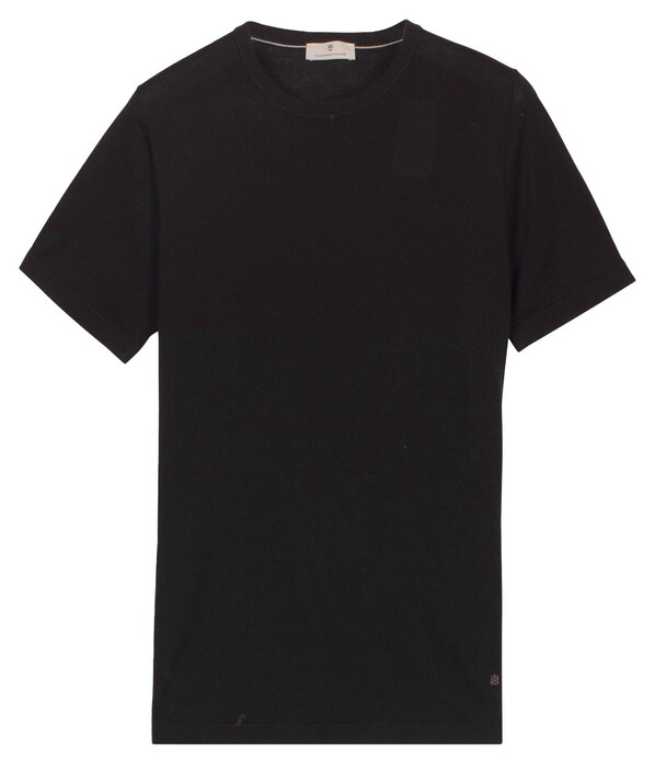 Thomas Maine Fine Merino Crew Neck Short Sleeve Trui Zwart