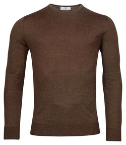 Thomas Maine Fine Merino Crew Neck Single Knit Trui Choco Brown
