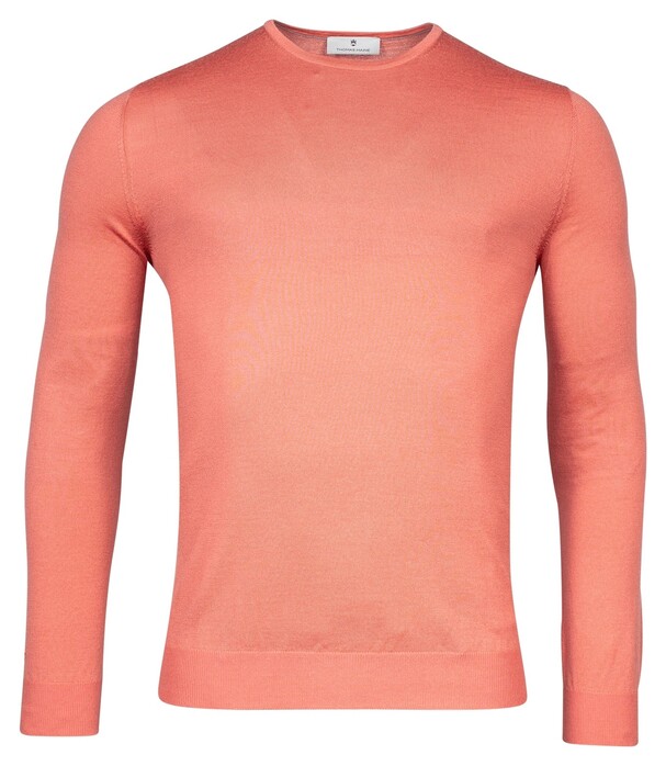 Thomas Maine Fine Merino Crew Neck Single Knit Trui Coral