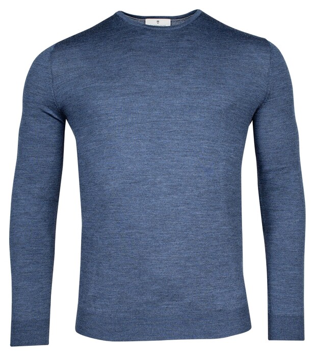 Thomas Maine Fine Merino Crew Neck Single Knit Trui Denim Blue