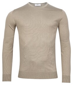 Thomas Maine Fine Merino Crew Neck Single Knit Trui Greige