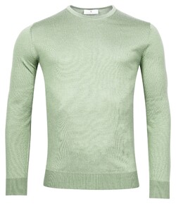 Thomas Maine Fine Merino Crew Neck Single Knit Trui Licht Groen