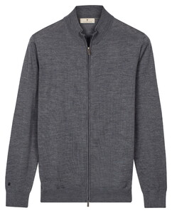 Thomas Maine Fine Merino Full 2-Way Zip Single Knit Cardigan Denim Blue