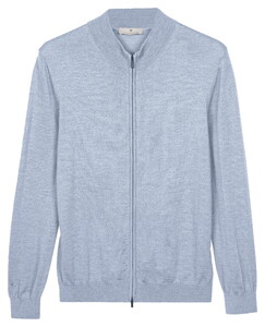 Thomas Maine Fine Merino Full 2-Way Zip Single Knit Cardigan Light Blue