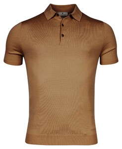 Thomas Maine Fine Merino Pullover Polo Collar Short Sleeve Single Knit Honey Brown