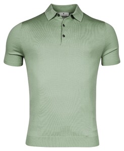 Thomas Maine Fine Merino Pullover Polo Collar Short Sleeve Single Knit Licht Groen