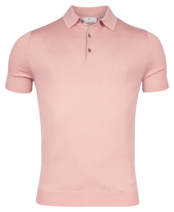 Thomas Maine Fine Merino Pullover Polo Collar Short Sleeve Single Knit Old Rose
